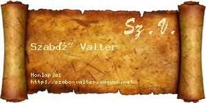 Szabó Valter névjegykártya